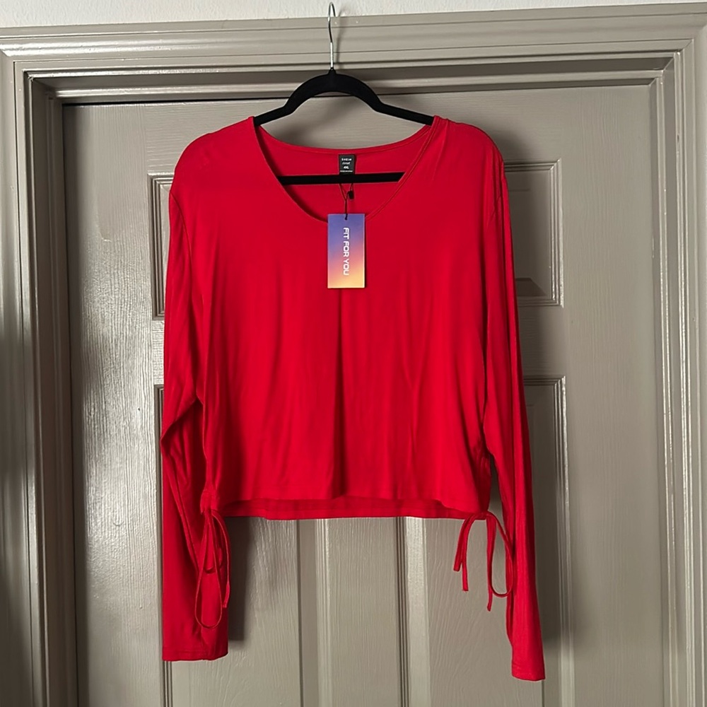 SHEIN | Long Sleeve Drawstring Crop Top